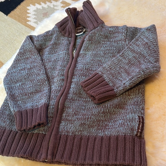 Tea Collection Kids Zip Up Sweater Cardigan Brown and Teal OG Designs - Picture 8 of 9